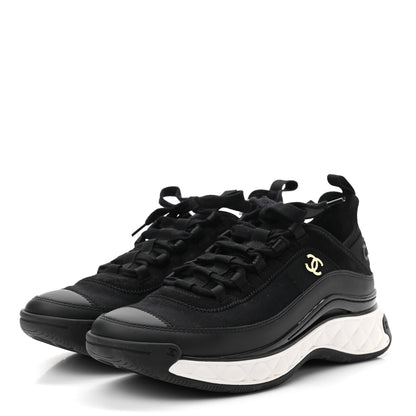 Chanel Velvet Calfskin Mixed Fibers CC Sneakers 40 Black 3 of 8
