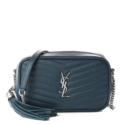 Saint Laurent Grain De Poudre Matelasse Monogram Mini Lou Camera Bag Petrol Green 1 of 11