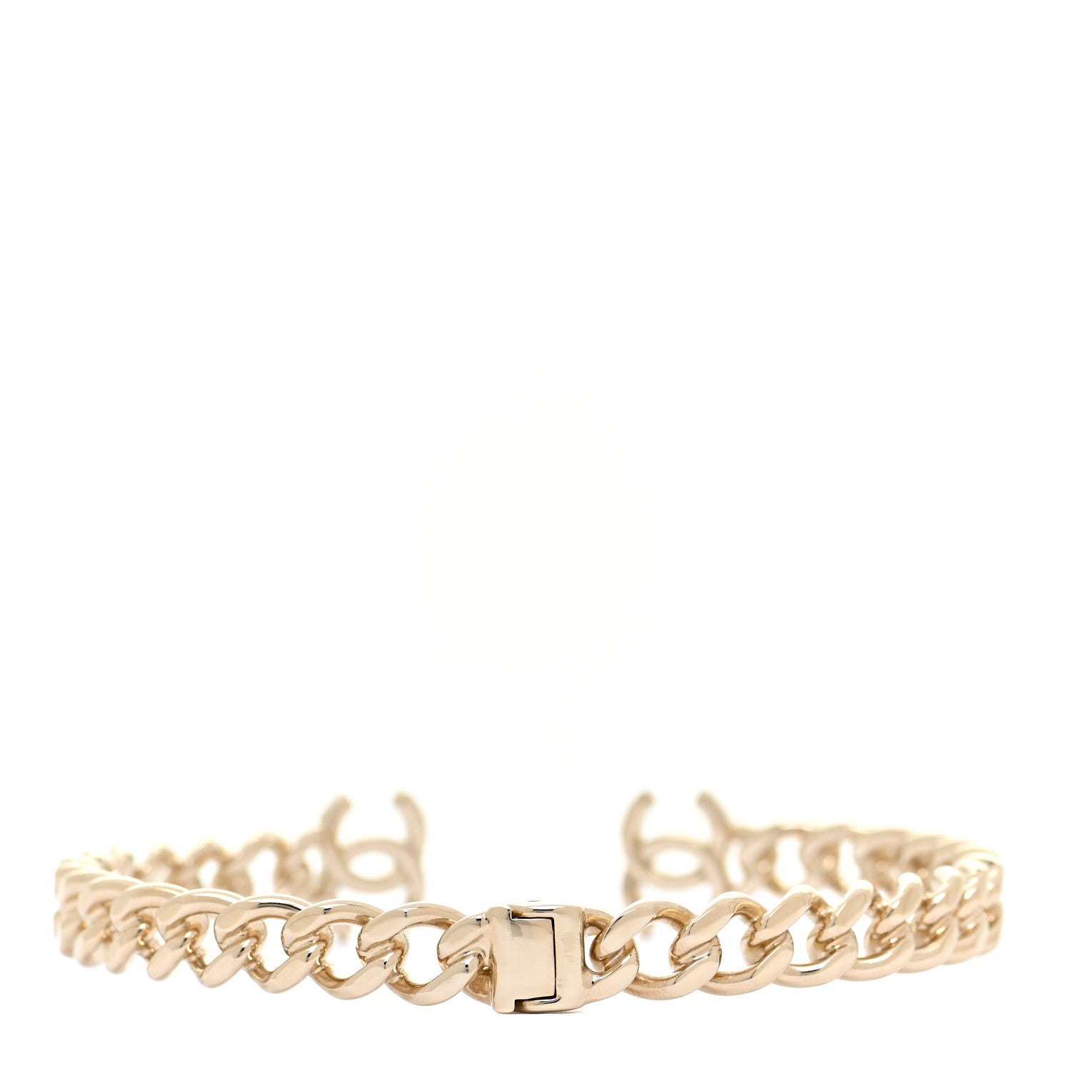 Chanel Metal CC Chain Link Choker Necklace M Gold 3 of 4