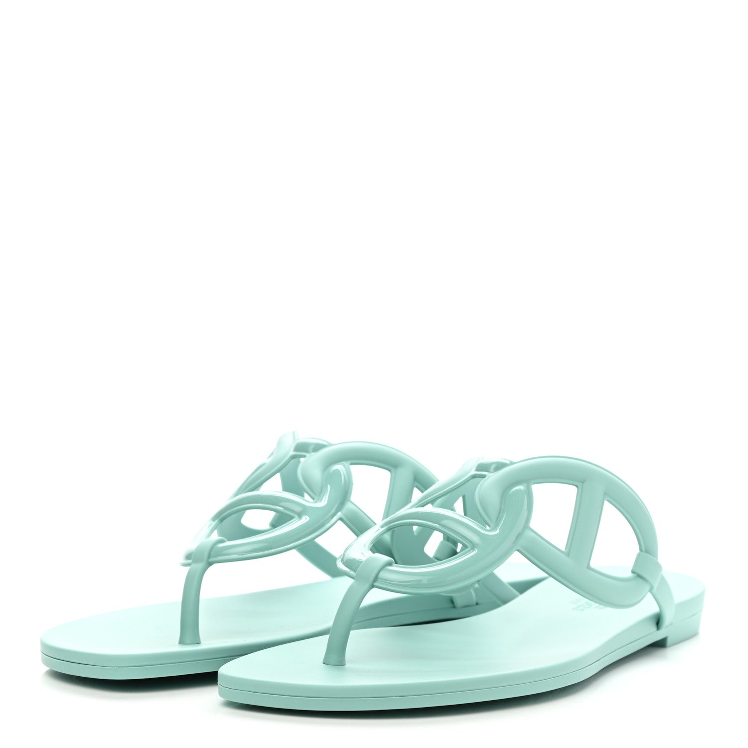 Hermes Rubber Womens Egerie Sandals 39 Vert Embrun 3 of 8