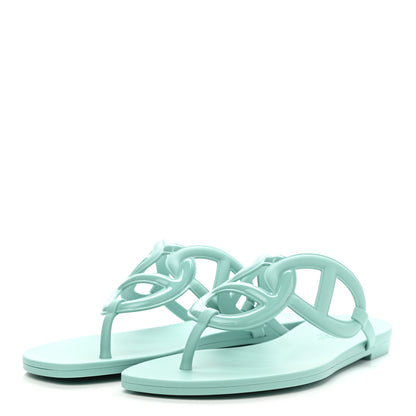 Hermes Rubber Womens Egerie Sandals 39 Vert Embrun 3 of 8