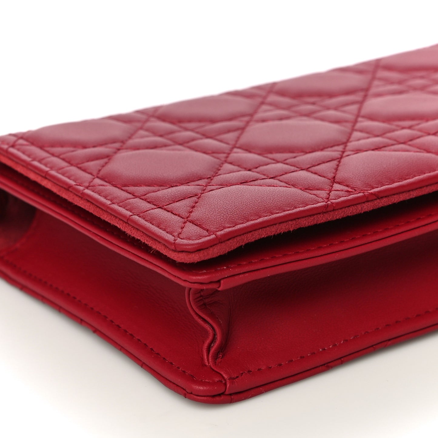 Ultra Matte Calfskin Cannage Lady Dior Clutch Cerise