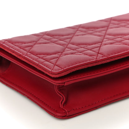 Christian Dior Ultra Matte Calfskin Cannage Lady Dior Clutch Cerise 10 of 17