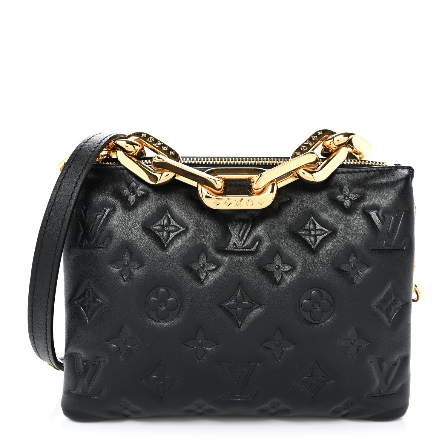Louis Vuitton Lambskin Embossed Monogram Coussin BB Black 1 of 10