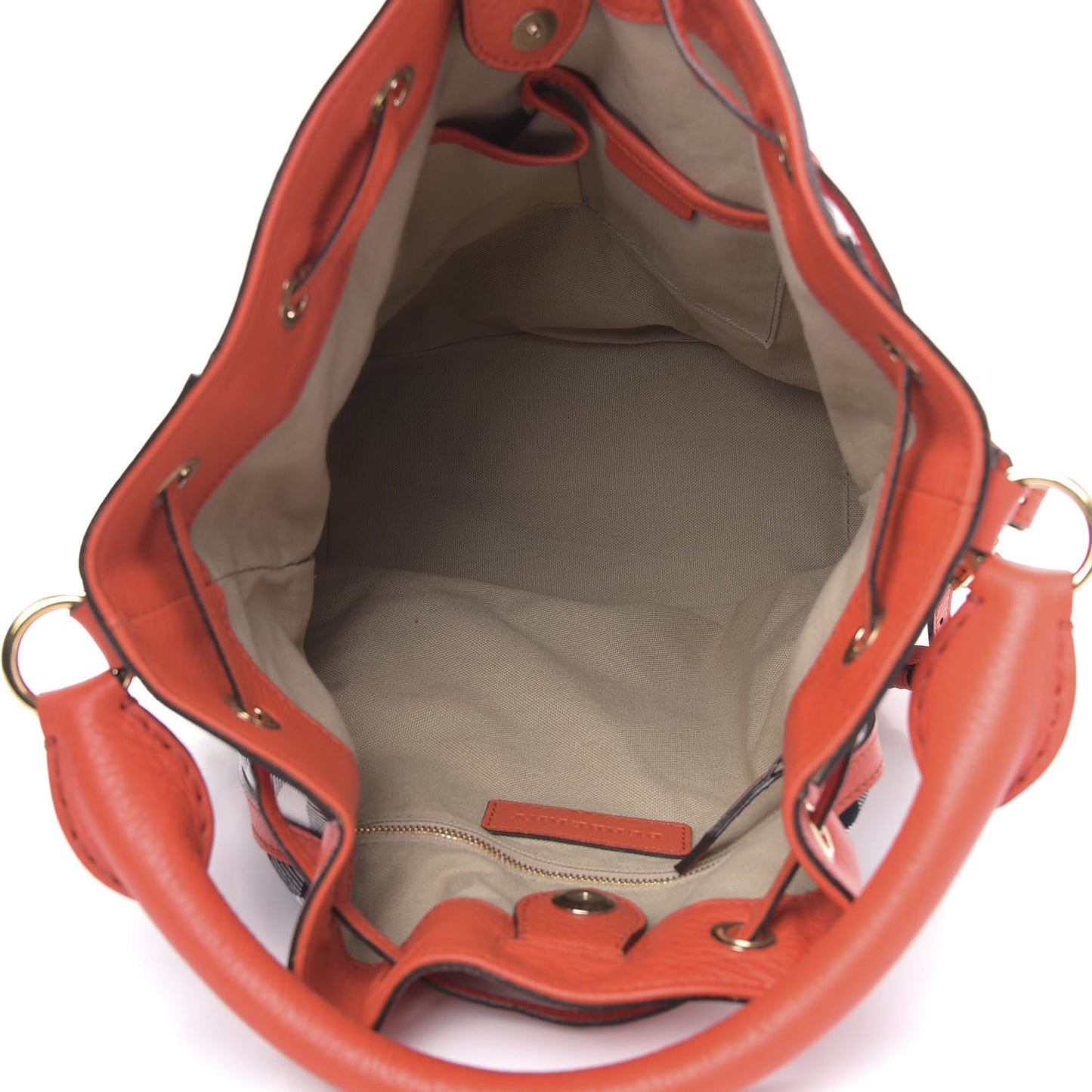 House Check Drawstring Hobo Orange