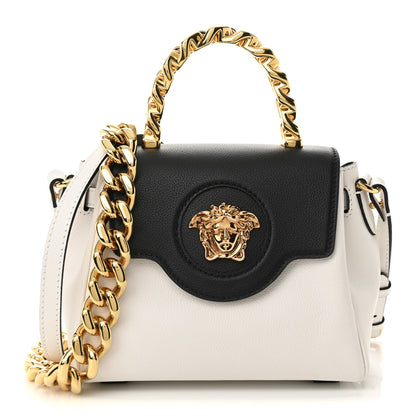 Versace Grained Calfskin Small La Medusa Top Handle Bag Black White 1 of 9