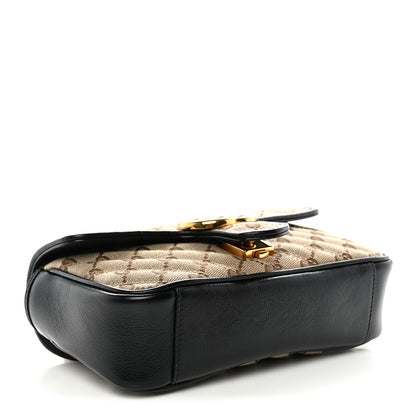Gucci Monogram Matelasse Diagonal Mini GG Marmont Shoulder Bag Beige Black 4 of 10
