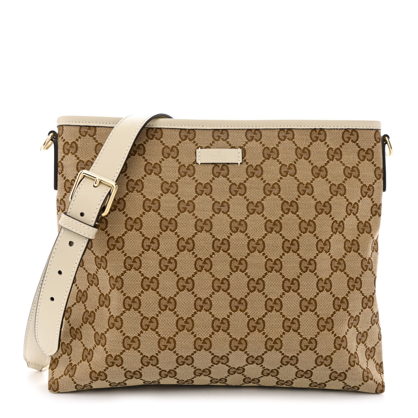 Monogram Medium Flat Messenger Bag Off White