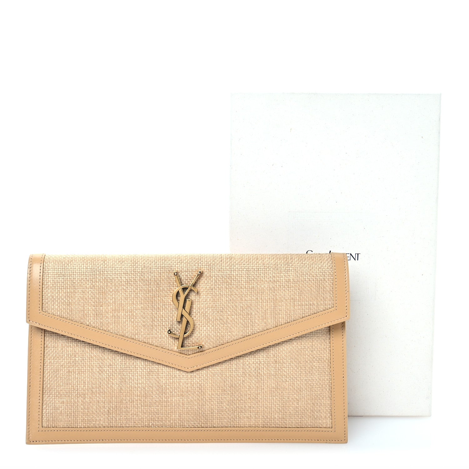 Saint Laurent Micro Raffia Uptown Pouch Natural Hay Blush 8 of 8
