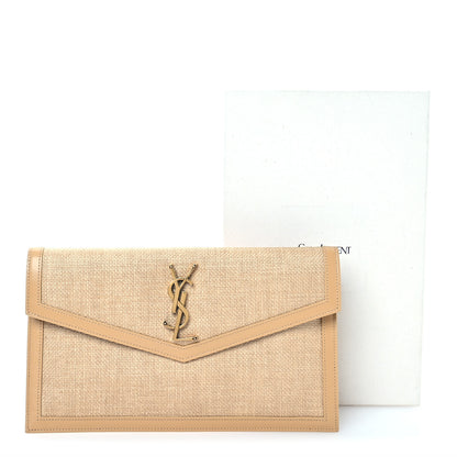 Saint Laurent Micro Raffia Uptown Pouch Natural Hay Blush 8 of 8