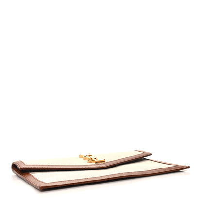 Saint Laurent Canvas Uptown Pouch Natural Beige Brick 4 of 7