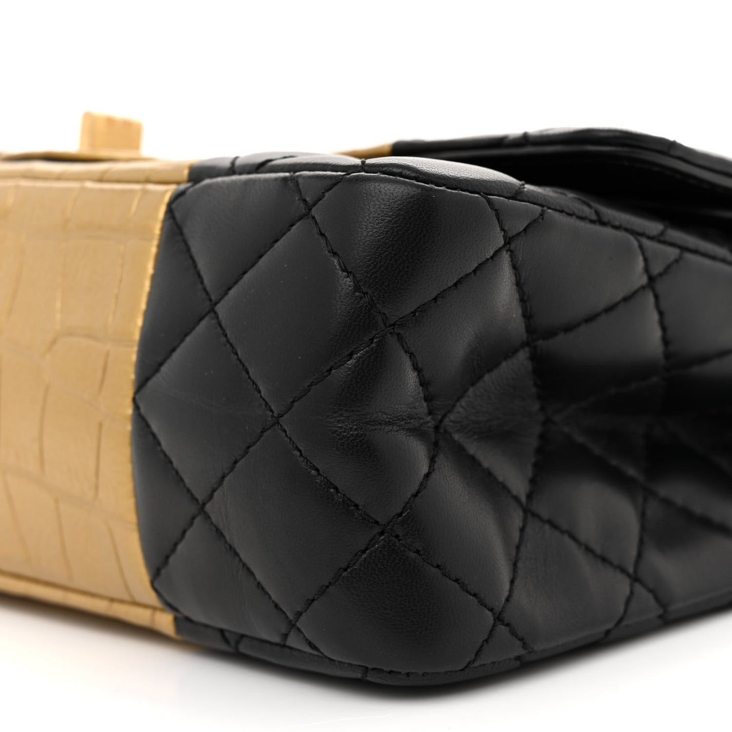 Lambskin Metallic Calfskin Crocodile Embossed 2.55 Reissue 225 Flap Black Gold