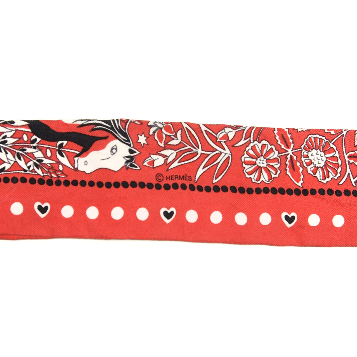 Hermes Silk Entre Ciel Et Mer Twilly Rouge White Black 3 of 6