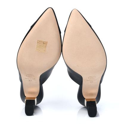 Chanel Lambskin Grosgrain Cap Toe CC Mules 37 Black 5 of 9