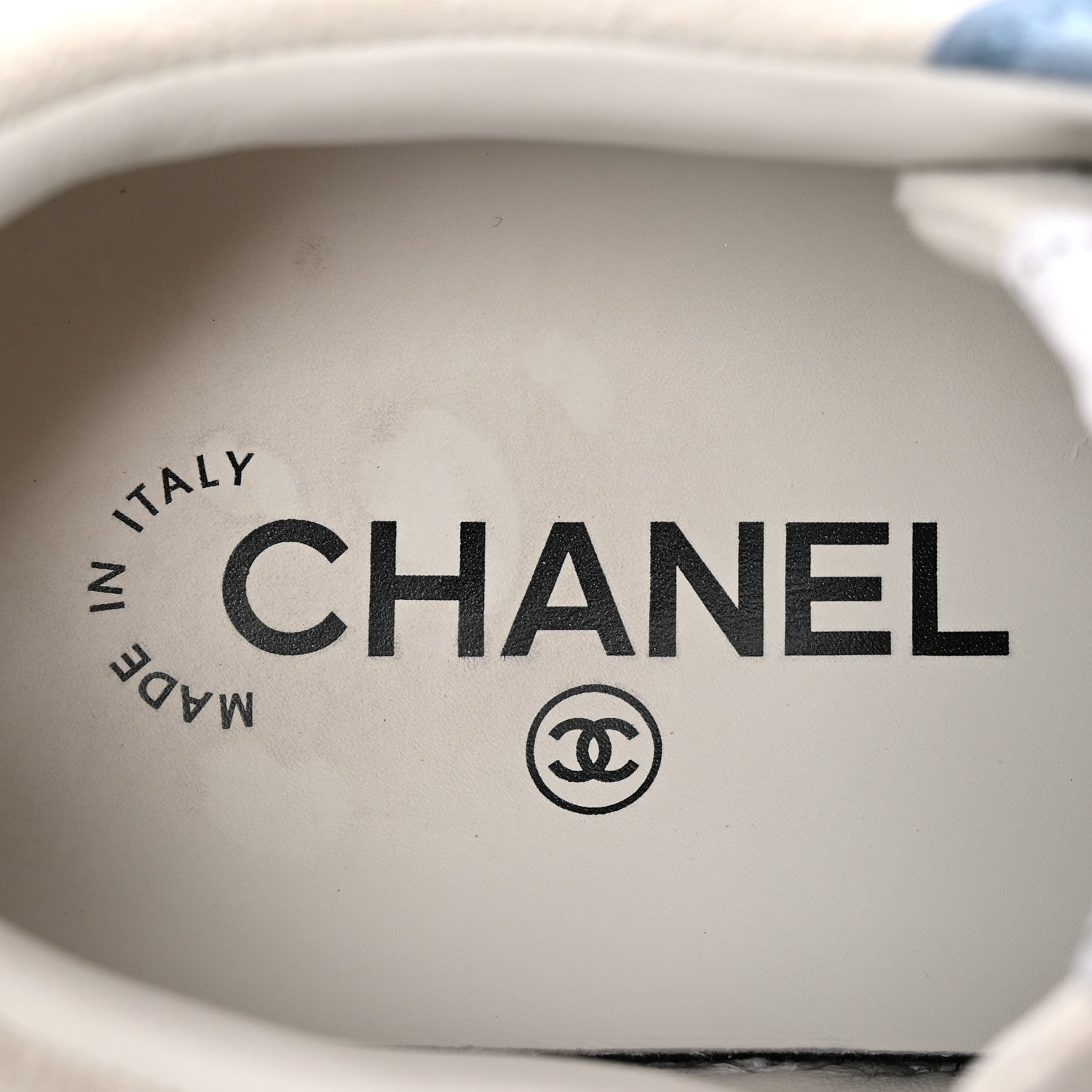 Chanel Suede Kidskin Womens CC Sneakers 39 White Blue 6 of 15