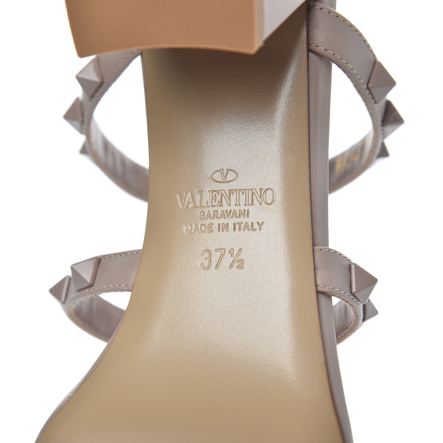 Valentino Garavani Calfskin Rockstud 60mm Caged Slide Sandals 37.5 Poudre 7 of 10
