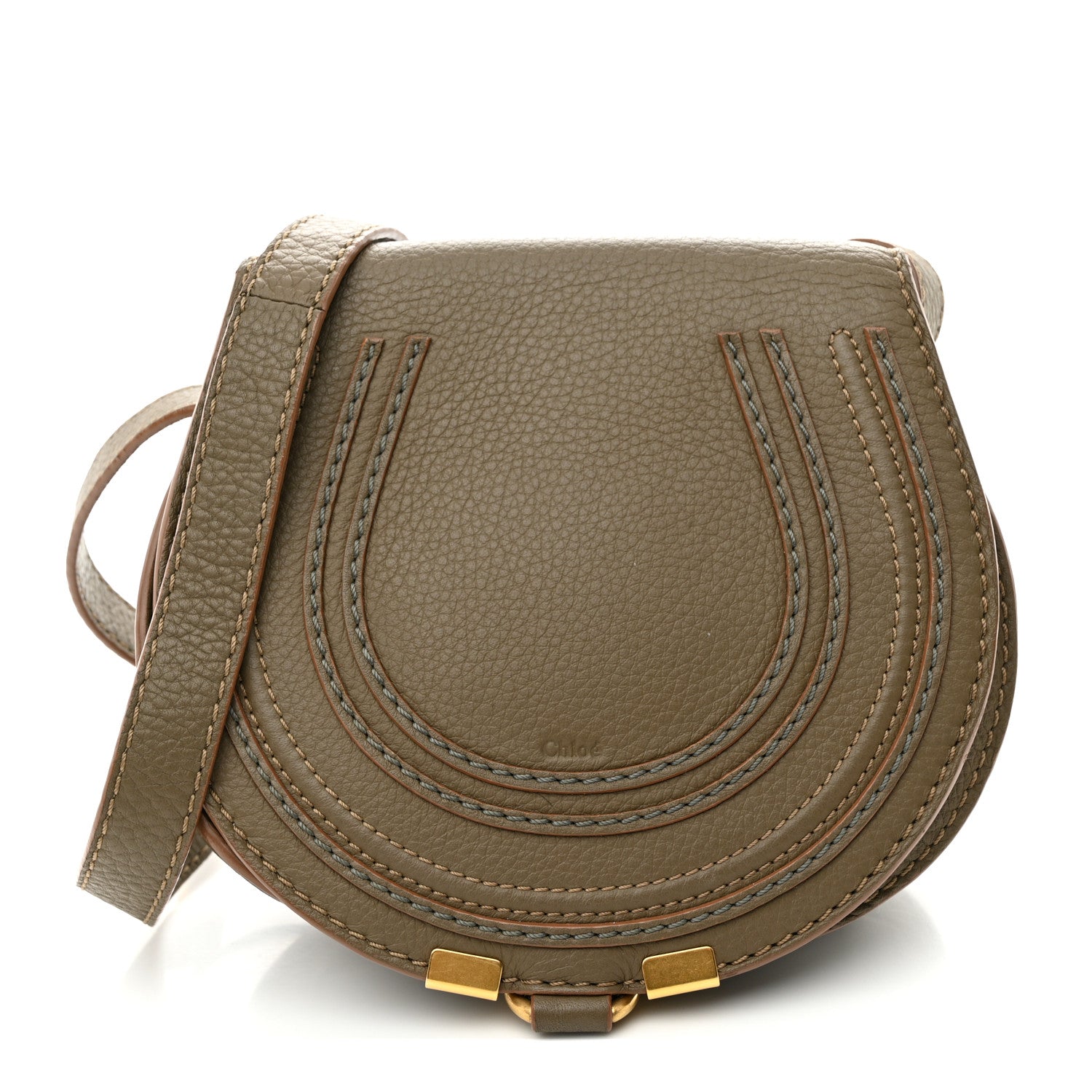 Chloe Grained Calfskin Small Marcie Saddle Bag Anchor Grey 1 of 18