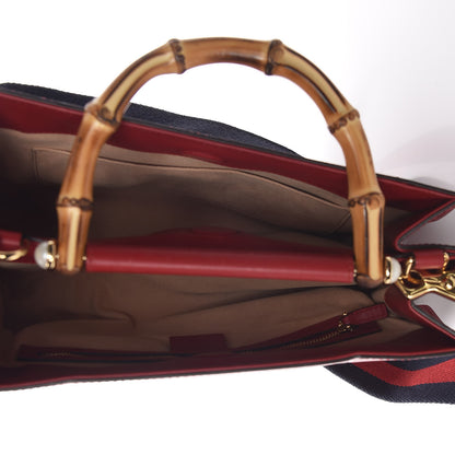 Gucci Nappa Bamboo Web Small Nymphaea Top Handle Bag Hibiscus Red 8 of 12