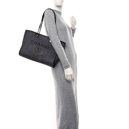 Chanel Mixed Fibers Calfskin Small Deauville Tote Blue 2 of 11