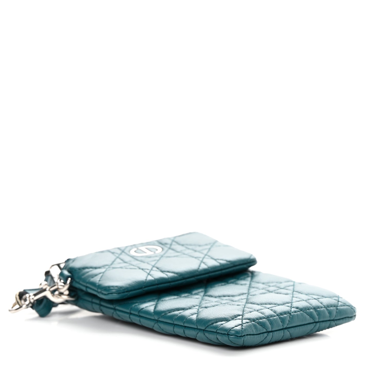 Supple Calfskin Cannage Caro Multifunctional Pouch Deep Ocean