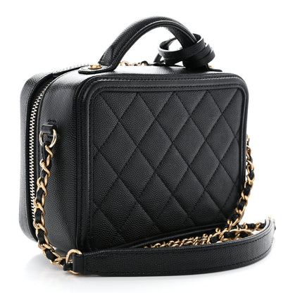Chanel Caviar Quilted Small CC Filigree Vanity Case Black 3 of 11