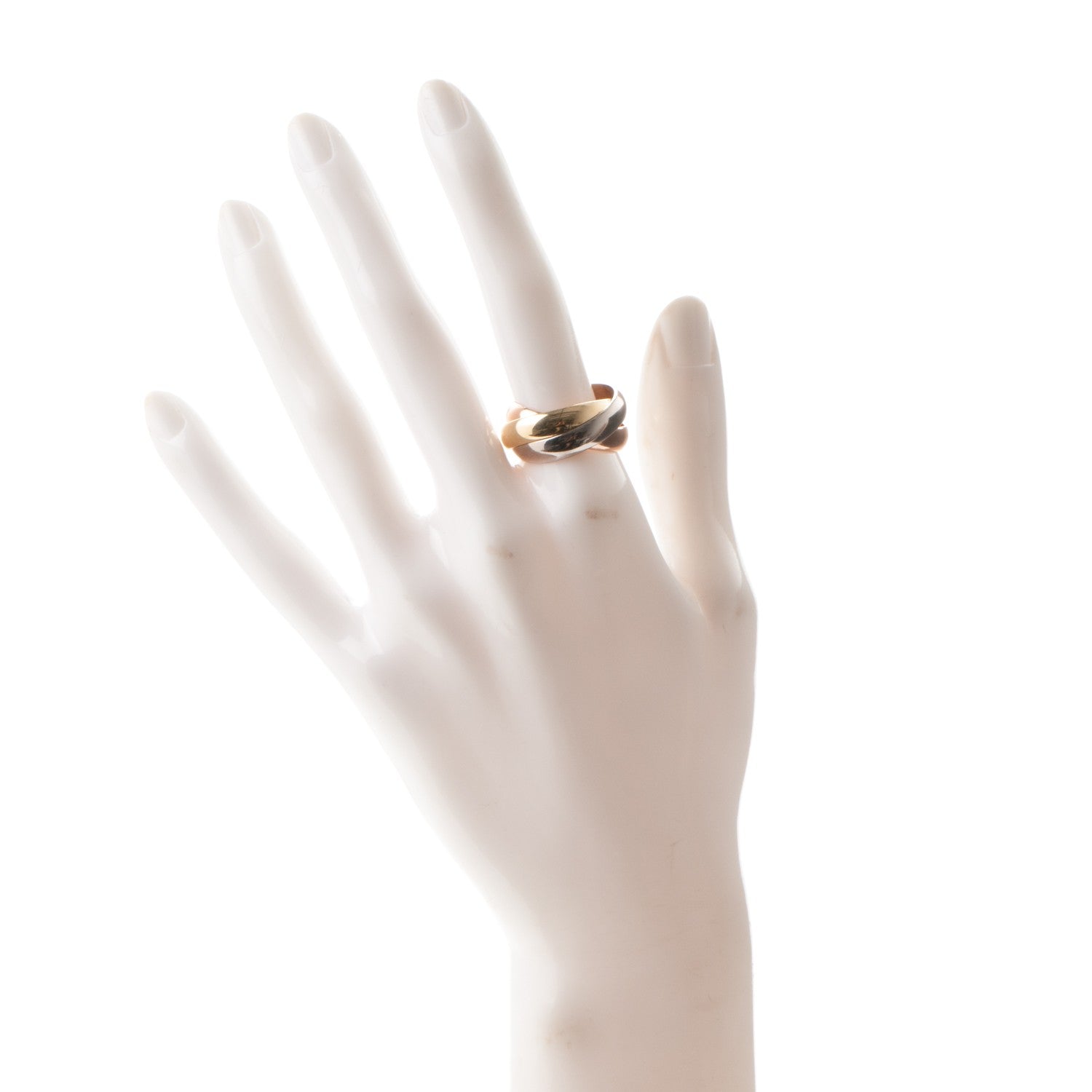 Cartier 18K Pink Yellow White Gold Large Trinity Ring 57 8 2 of 4