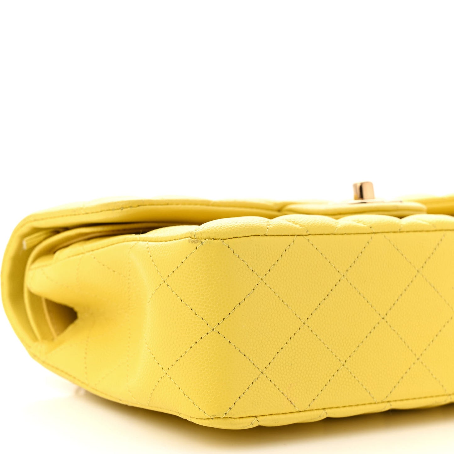 Caviar Quilted Small Double Flap Yellow