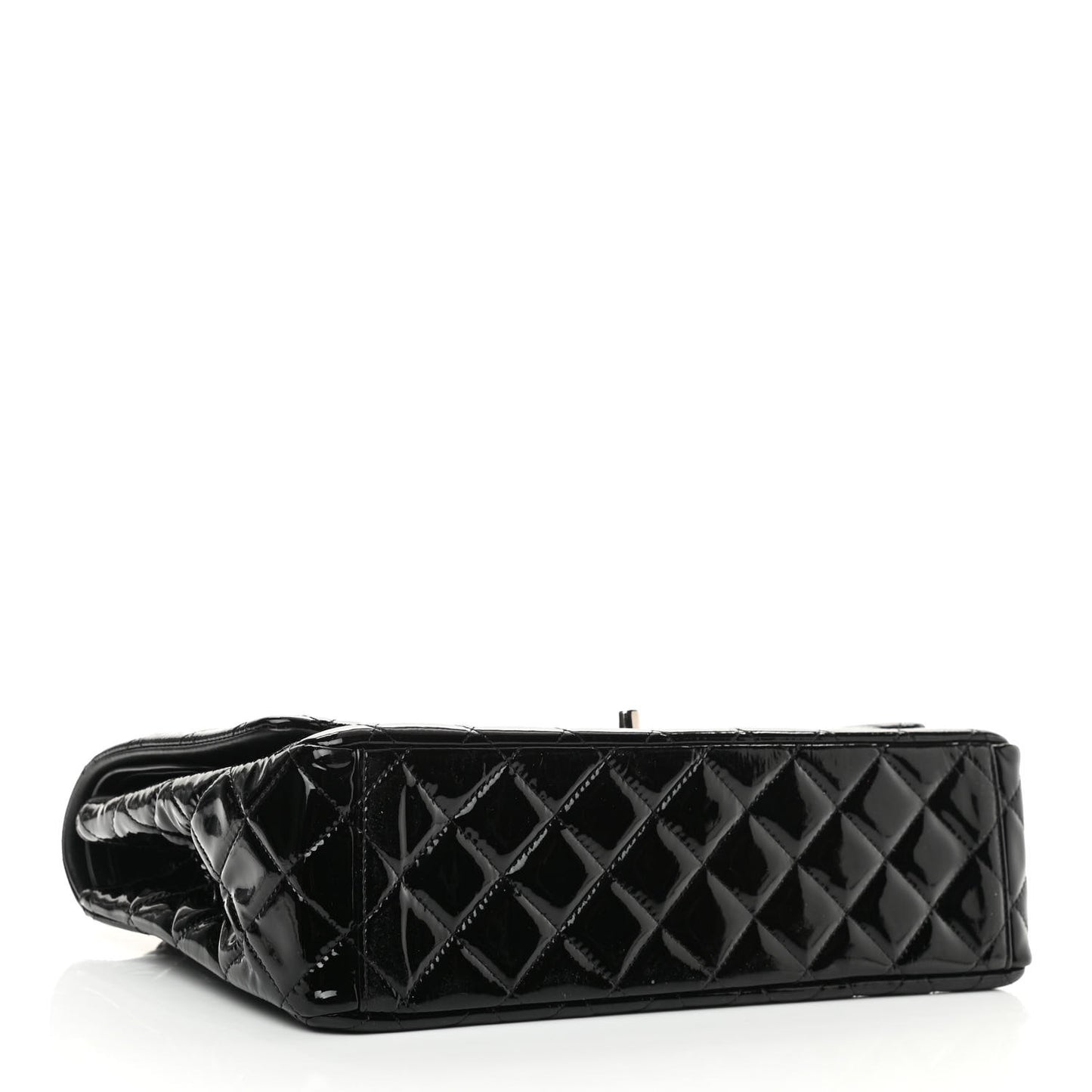 Patent Quilted Maxi Double Flap Black