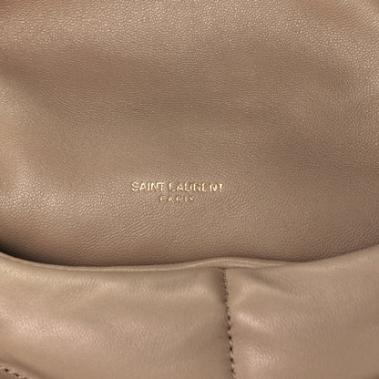Saint Laurent Lambskin Quilted Small Loulou Puffer Monogram Chain Satchel Dark Beige 6 of 11