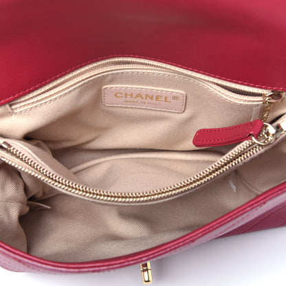 Chanel Calfskin Chevron Stitched Small Coco Flap Bag Red 6 of 10