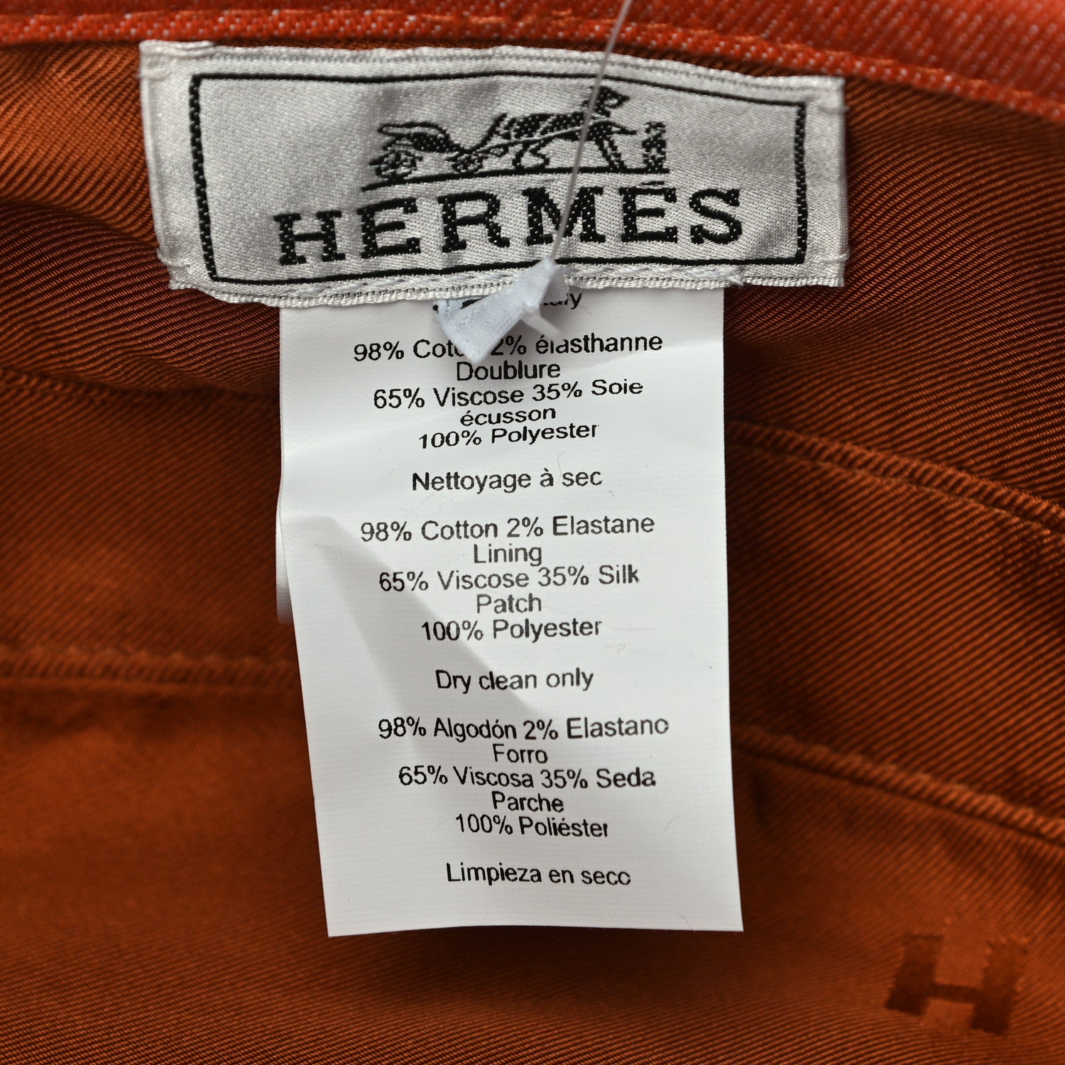 Hermes Denim Saint Honore Cliquetis Beret Hat 56 Orange Meranti 6 of 7