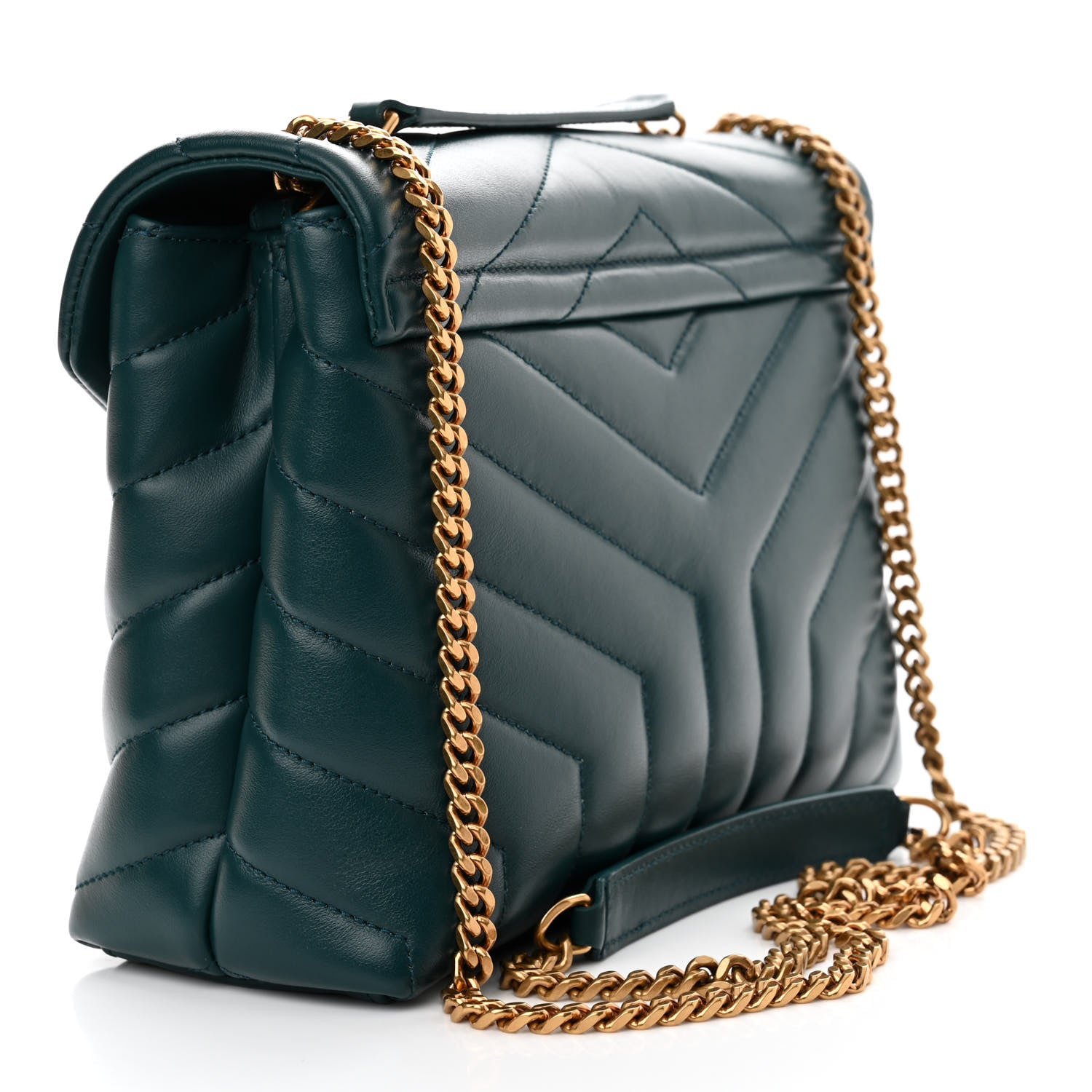 Saint Laurent Calfskin Y Quilted Monogram Small Loulou Chain Satchel Sea Turquoise 3 of 13