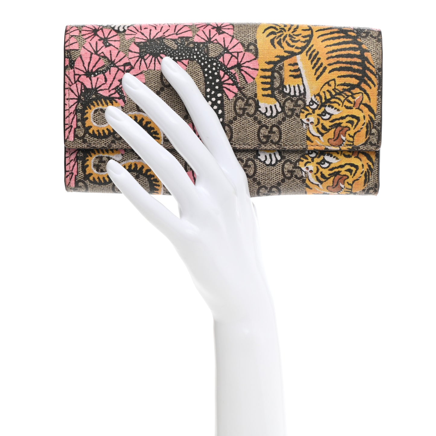 GG Supreme Monogram Bengal Continental Wallet Beige Pink