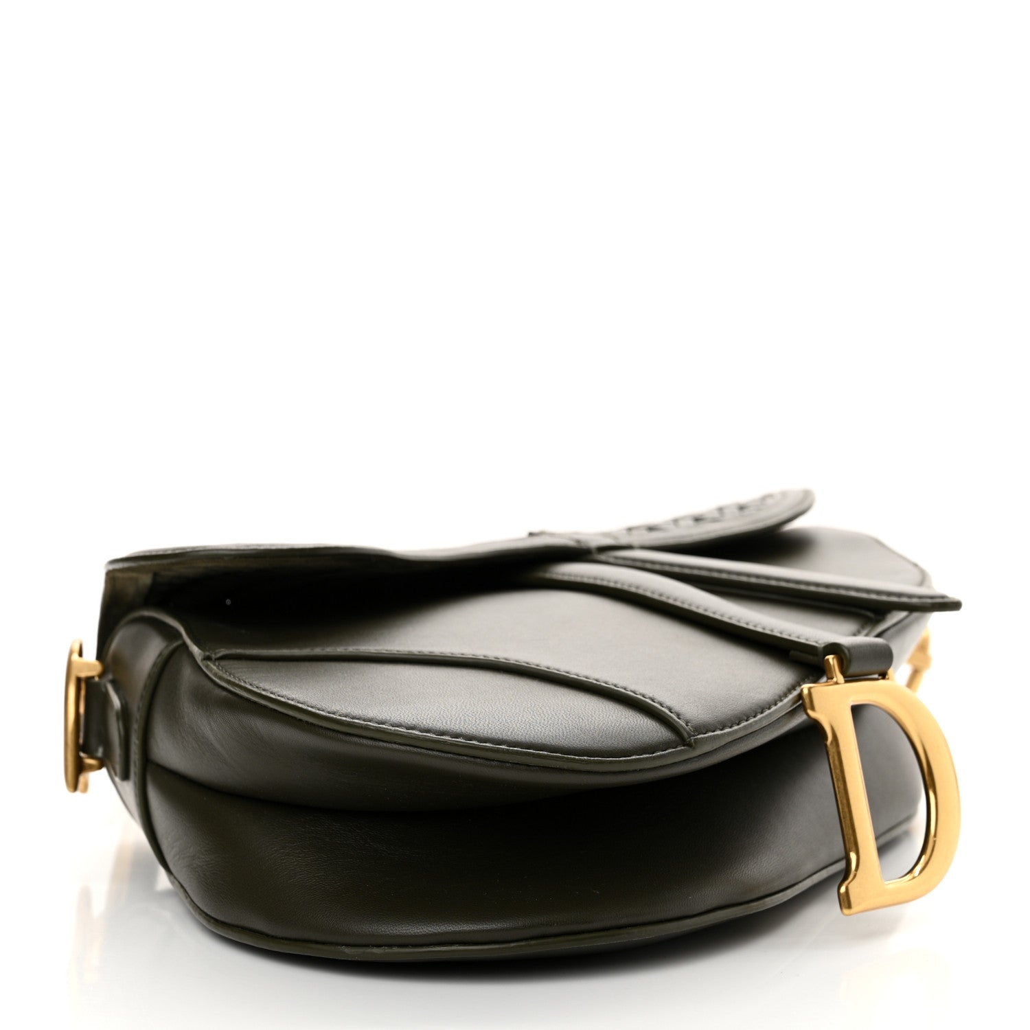 Christian Dior Smooth Calfskin Braided Saddle Bag Dark Green 4 of 13