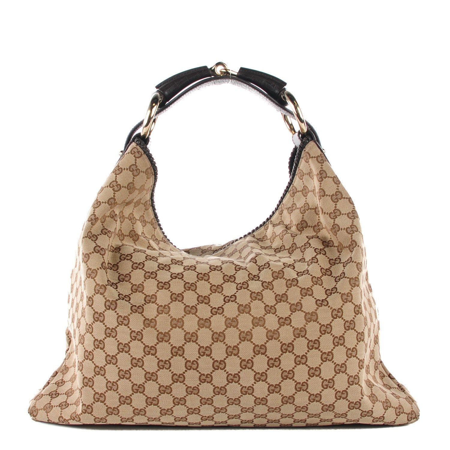 Gucci Monogram Large Horsebit Chain Hobo Dark Brown 1 of 7
