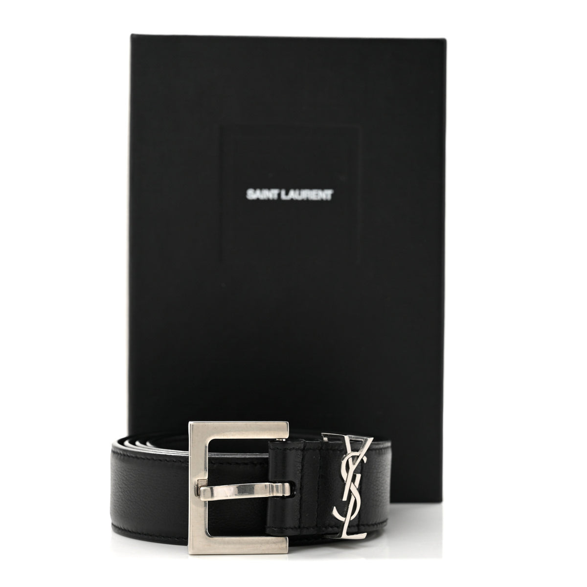Smooth Calfskin Monogram Square Buckle Belt 85 34 Black