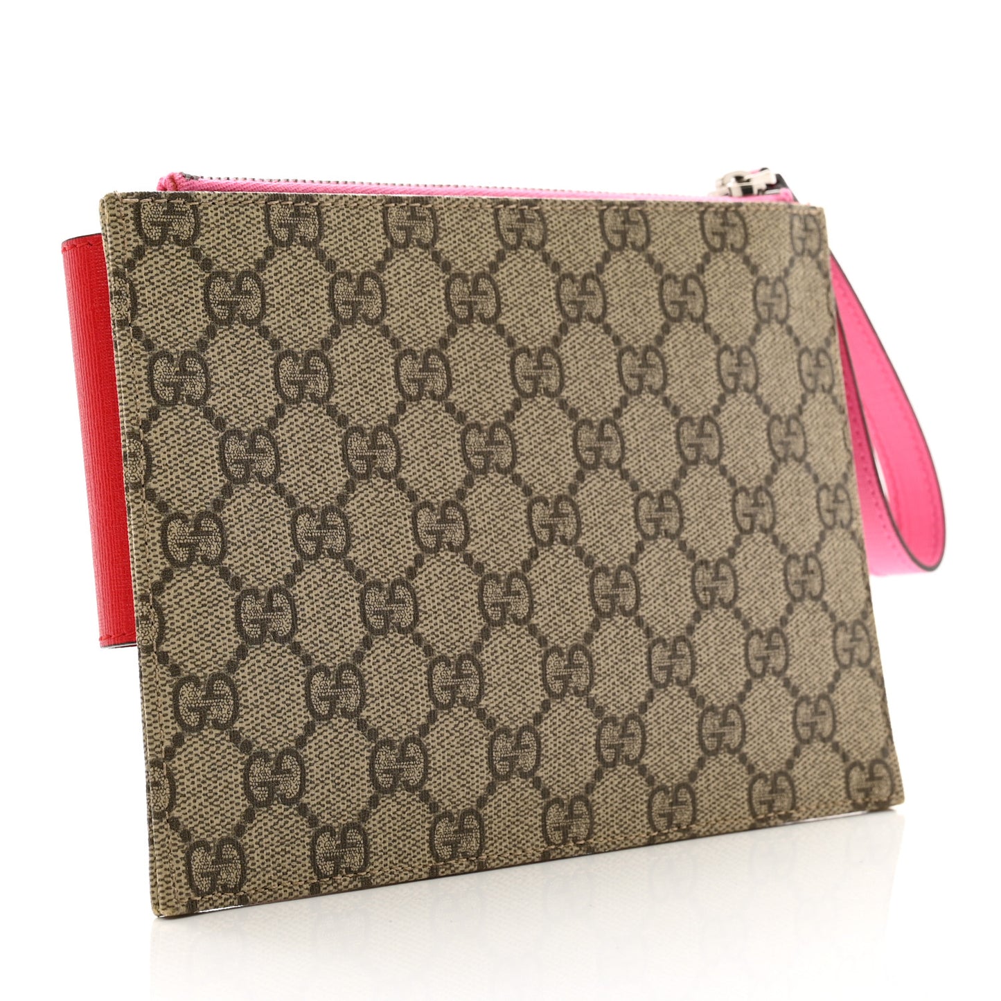 GG Supreme Monogram Bow Wristlet Red Pink