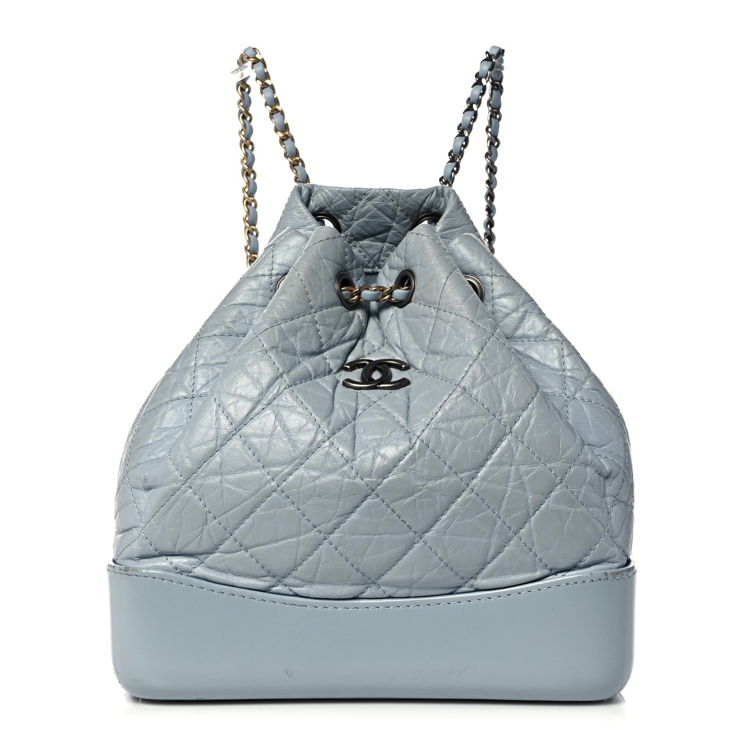 Aged Calfskin Quilted Small Gabrielle Backpack Light Blue