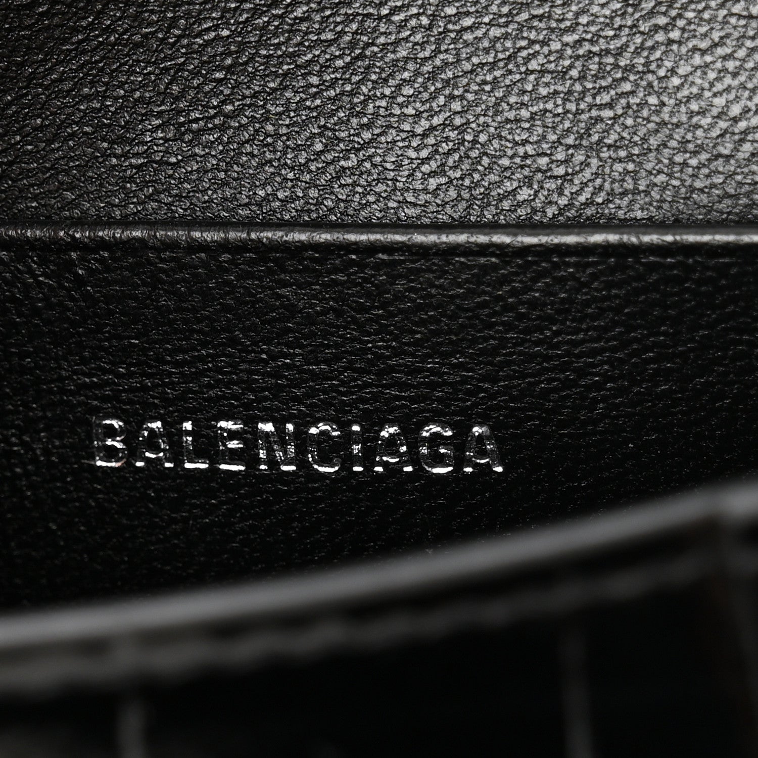 Balenciaga Shiny Calfskin Monochrome Crocodile Embossed Hourglass Top Handle Bag Mini Black 6 of 10