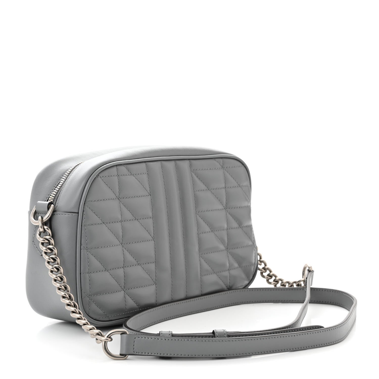Gucci Calfskin Matelasse Aria Small GG Marmont Chain Shoulder Bag Deep Grey 3 of 10