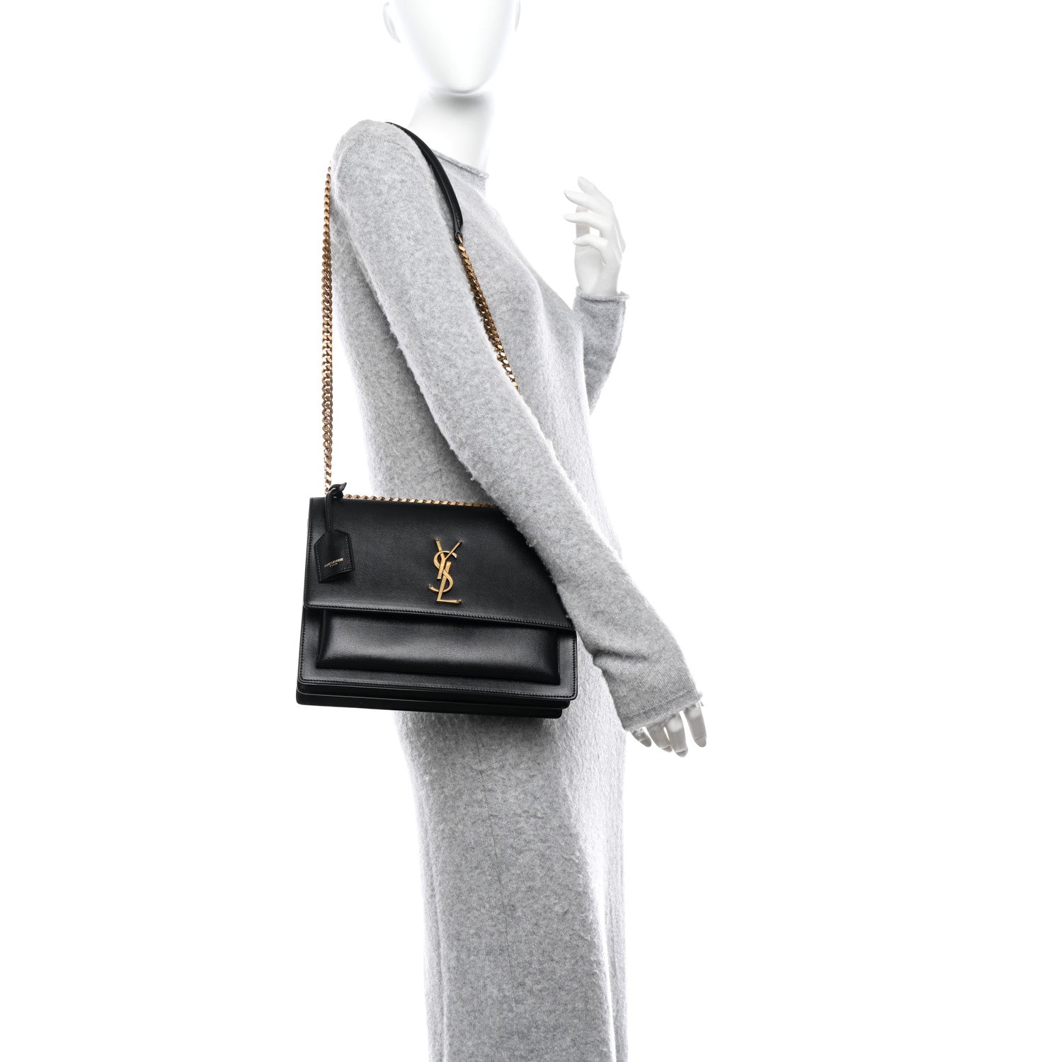 Saint Laurent Calfskin Large Monogram Sunset Black 2 of 9
