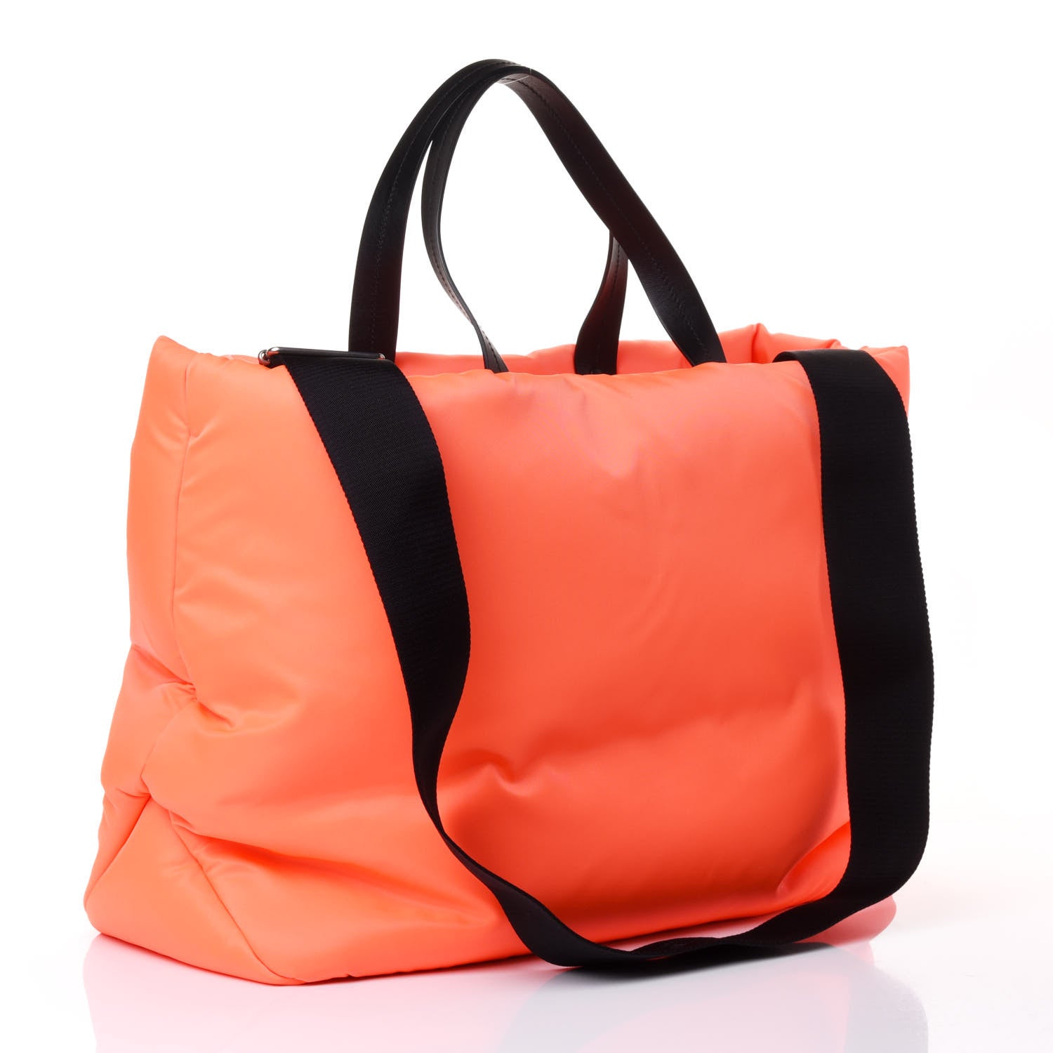 Prada Tessuto Nylon Soft Padded Medium Shopping Tote Arancio Fluo 2 of 4