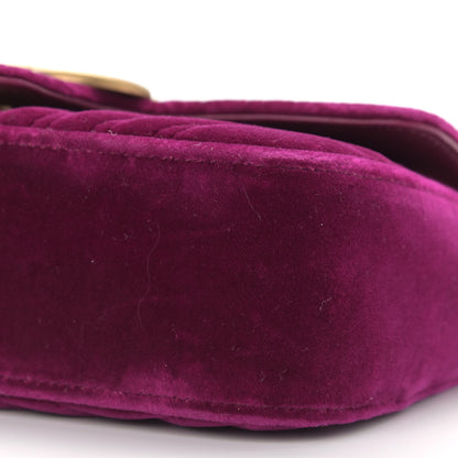 Gucci Velvet Matelasse Mini GG Marmont Shoulder Bag Fuchsia Violet Cyclamen 10 of 11