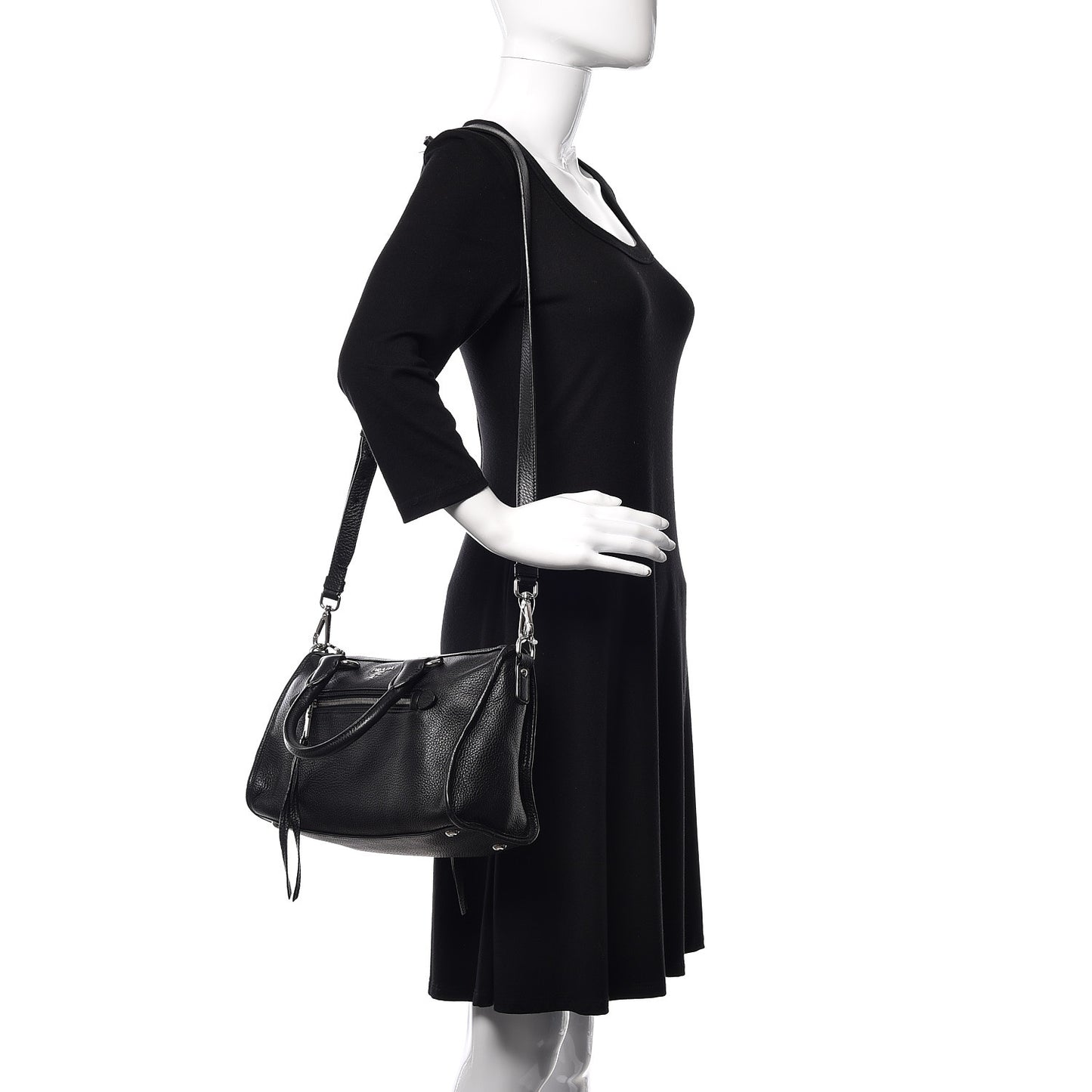 Vitello Daino Shopping Satchel Black