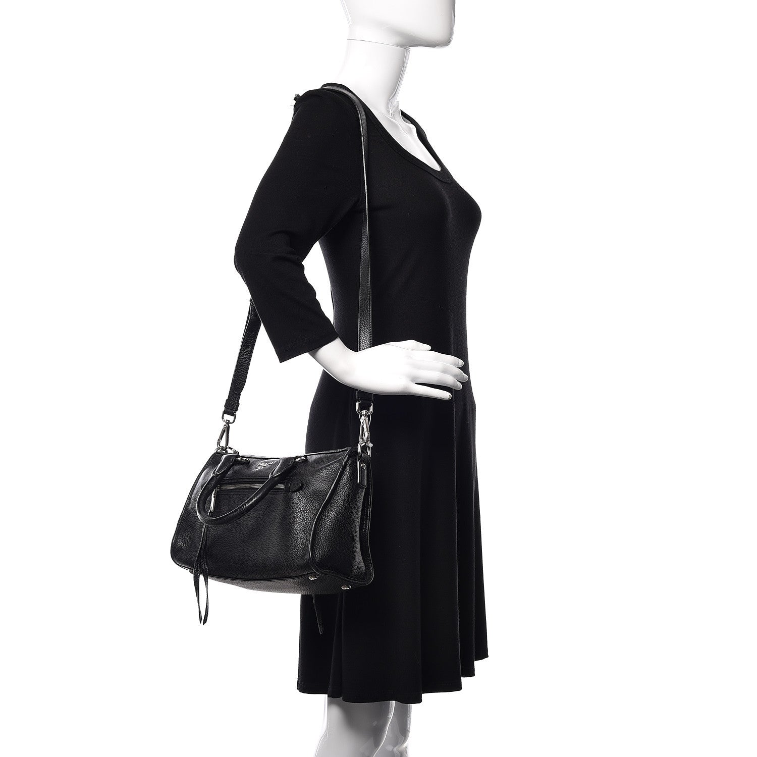 Prada Vitello Daino Shopping Satchel Black 2 of 11