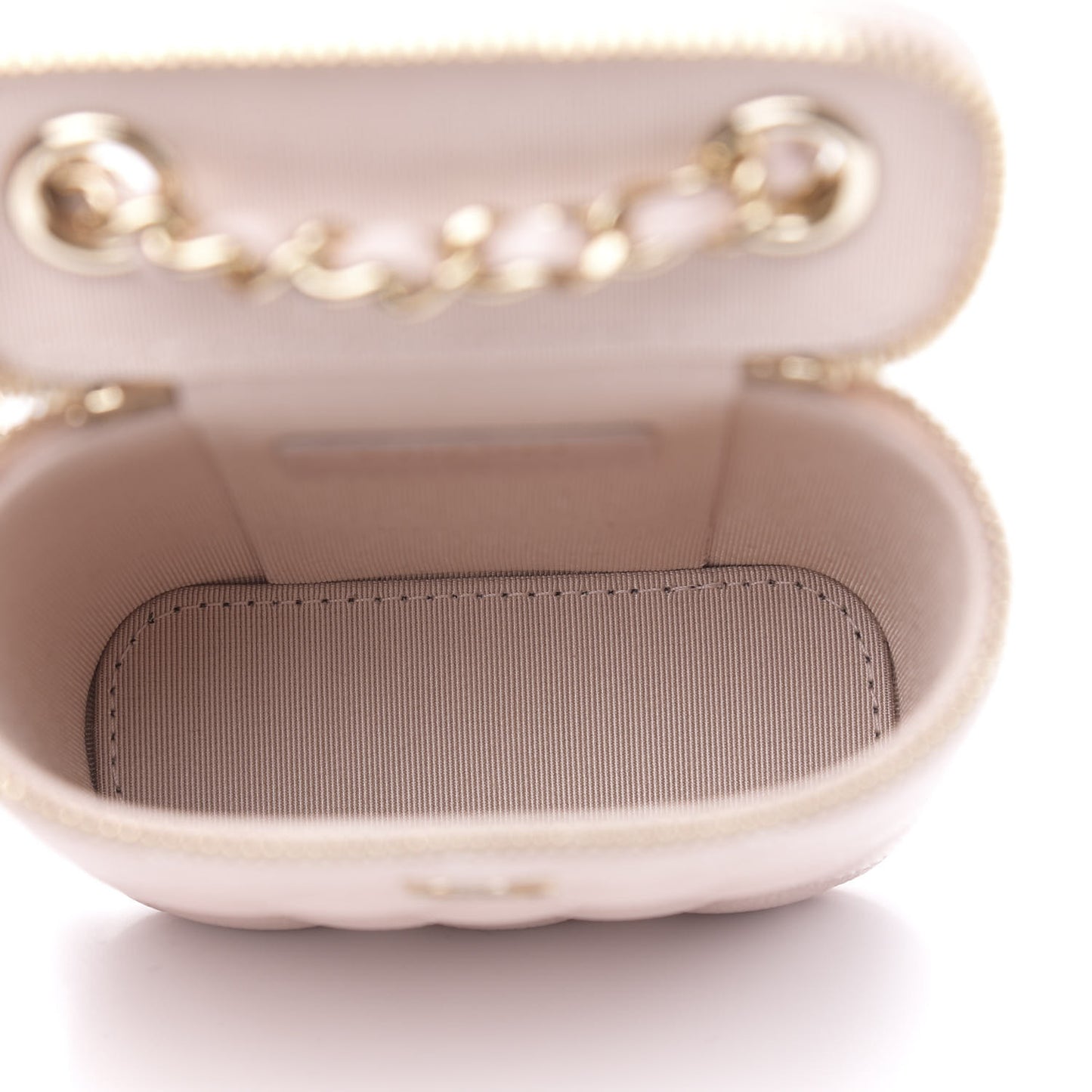 Caviar Quilted Small Vertical Coco Beauty Vanity Case With Chain Light Pink