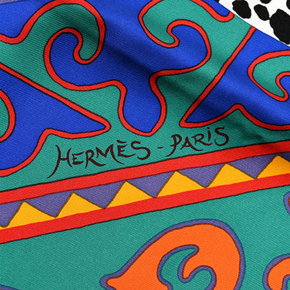 Hermes Silk Appaloosa Des Steppes Scarf 90 White Black Bleu 2 of 6