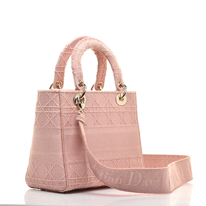Christian Dior Canvas Embroidered Cannage Medium Lady D-Lite Pink 3 of 9