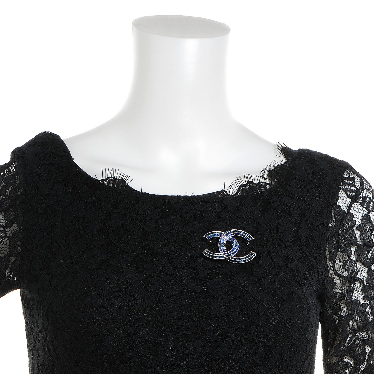 Crystal Baguette CC Brooch Blue