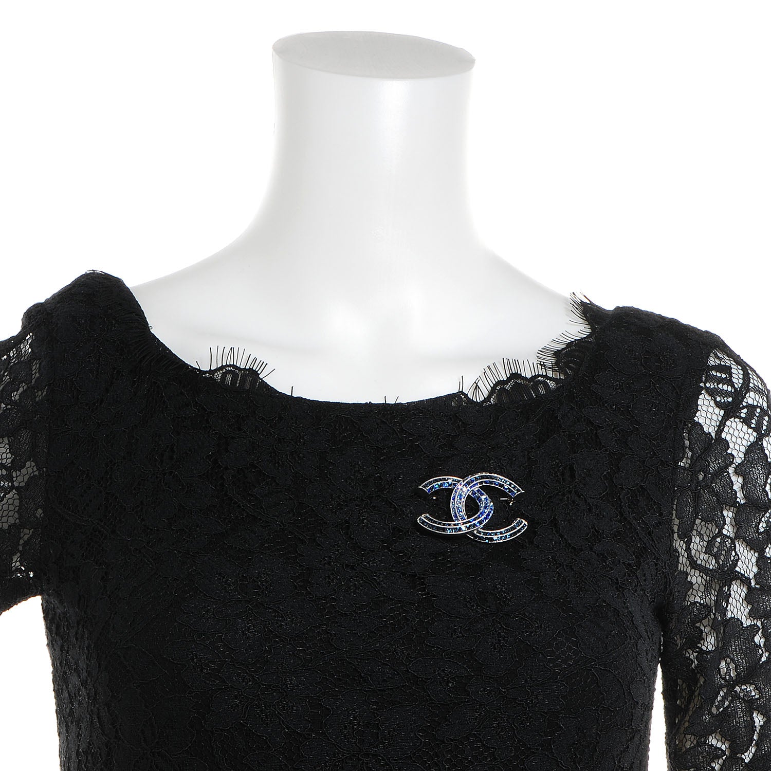 Chanel Crystal Baguette CC Brooch Blue 2 of 5